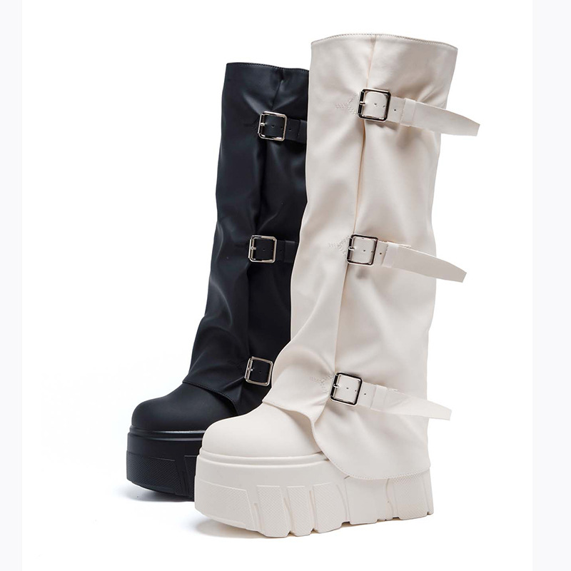 Zip Up Boots Short - 14cm Heel Knee High Boots Platform