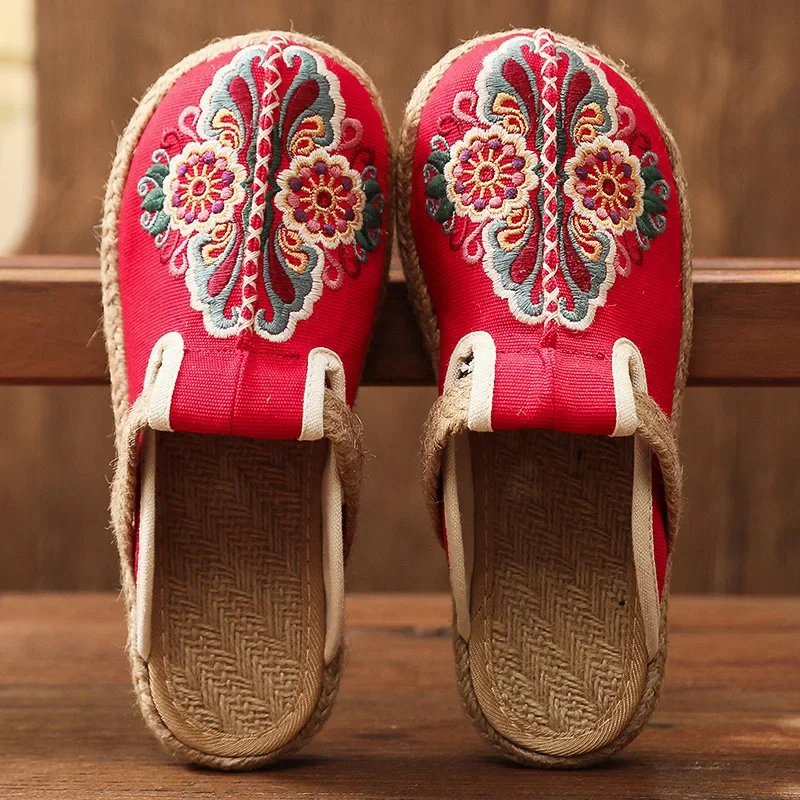 Women'S Shoes Vegan - 2025 Women Casual Linen Handmade Embroidery