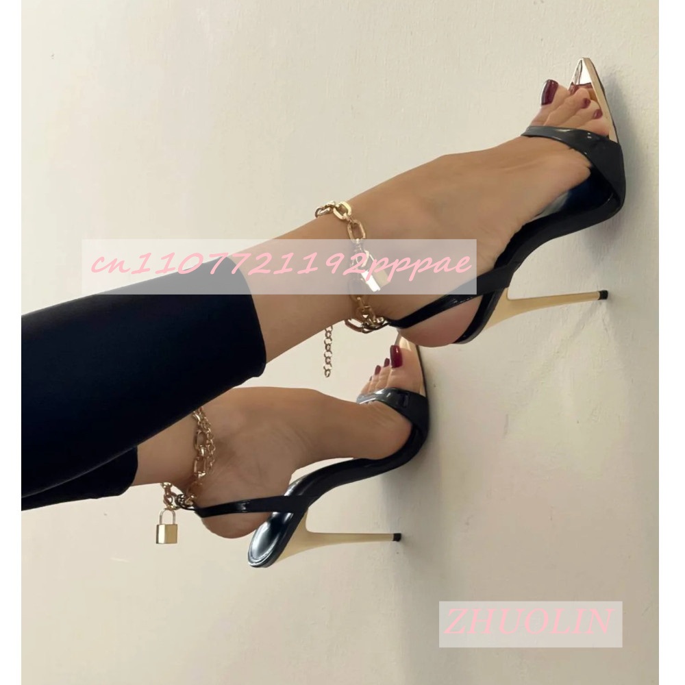 Kids Shoes Women - Women'S Metal Pointed Black High Heels