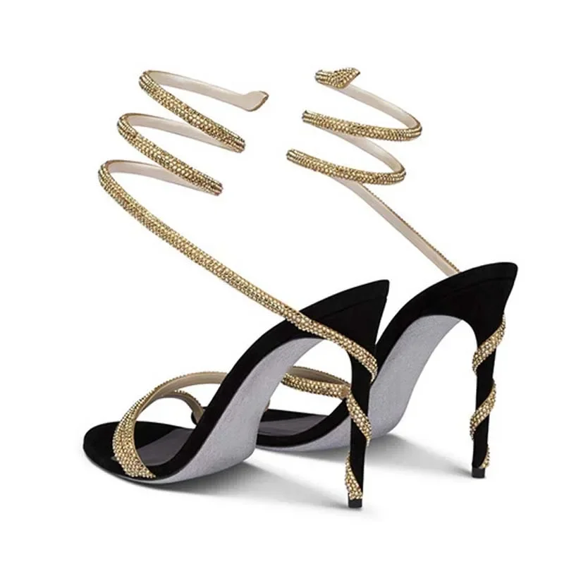 Ankle Strap Heels - Eilyken Fashion Crystal Stiletto High Heels