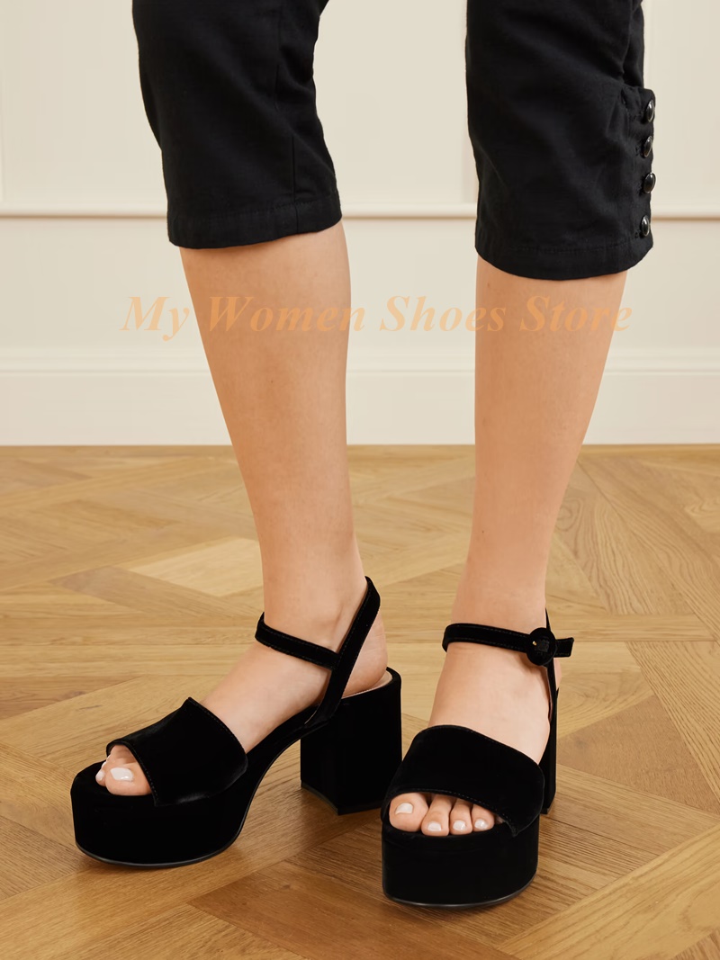 Kids Shoes Women - Chunky Heel Suede Platform Sandals Women
