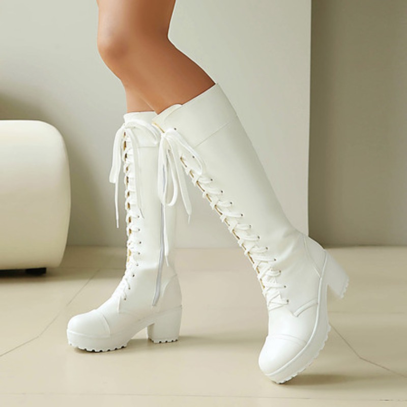 Zip Up Boots Short - Womens Knee High Lace Up Combat