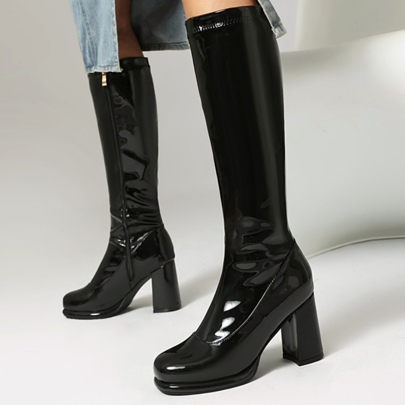 Zip Up Boots Short - Brand Women's Knee High Boots Leather