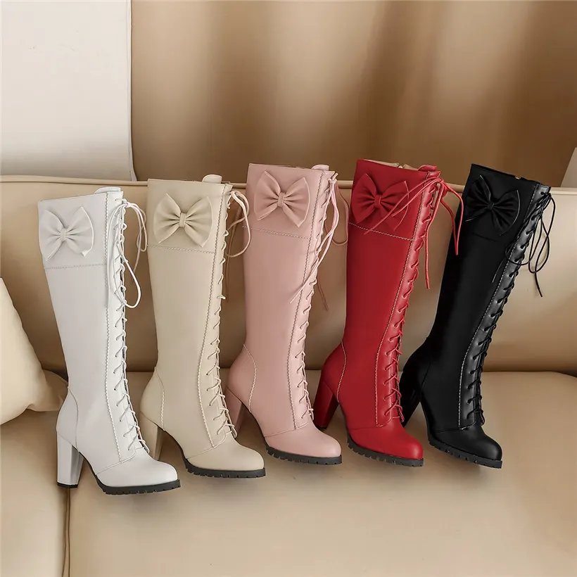 Sweet Bowtie Lolita Knee-high  - Zip Up Boots Short recension och pris