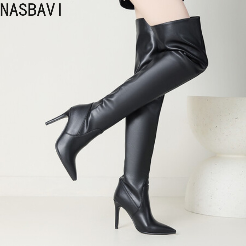 NASBAVI Black Pointed Toe Luxu - Zip Up Boots Short recension och pris