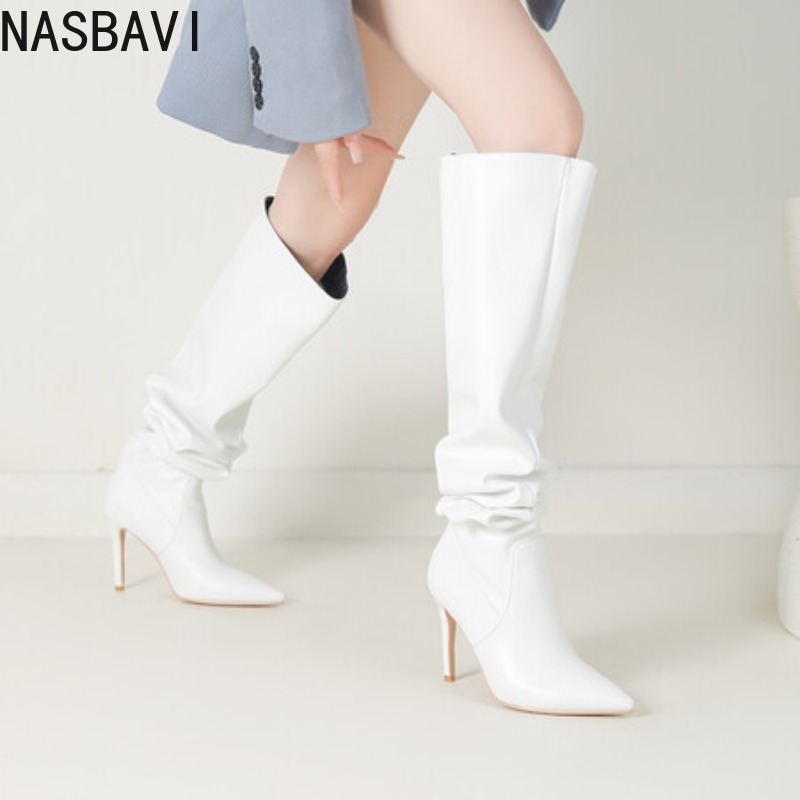 NASBAVI Black Pointed Toe Luxu - Zip Up Boots Short recension och pris