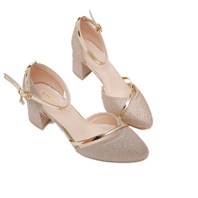 Women's Glitter Chunky Block H - Ankle Strap Heels recension och pris