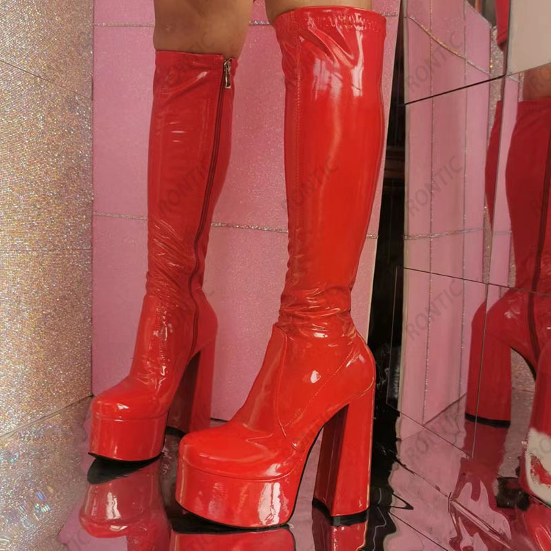 Rontic Handmade Women Platform - Zip Up Boots Short recension och pris