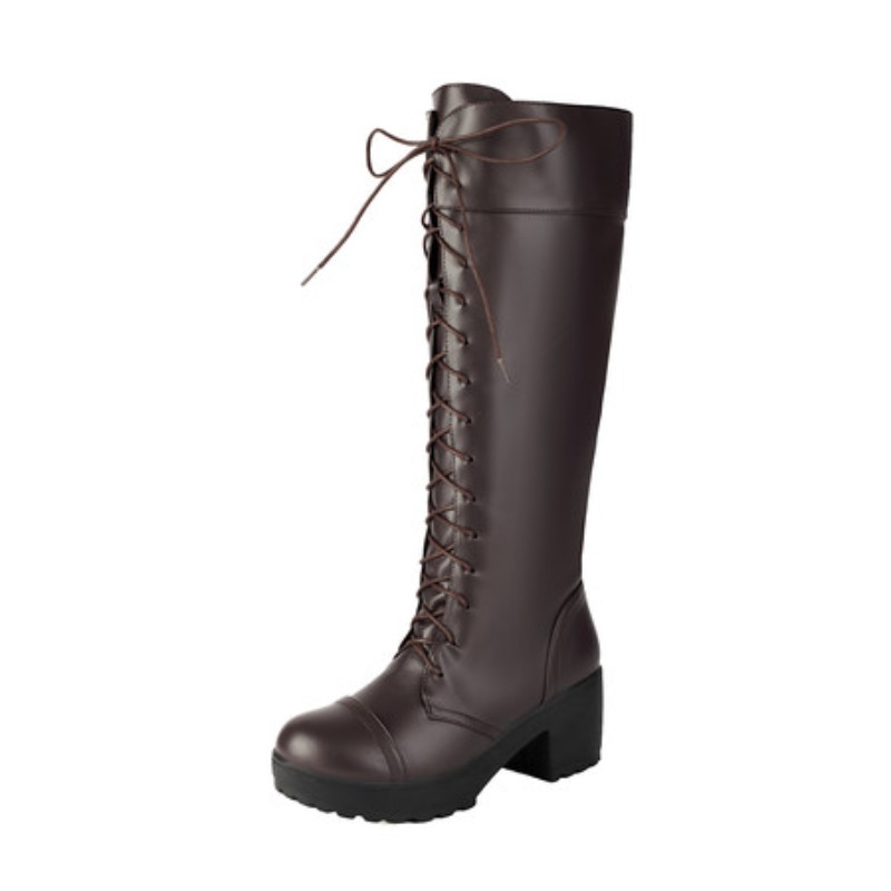 Womens Knee High Lace Up Comba - Zip Up Boots Short recension och pris