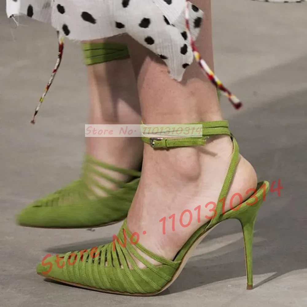 Green Vegan Suede Strappy Sand - Women'S Shoes Vegan recension och pris